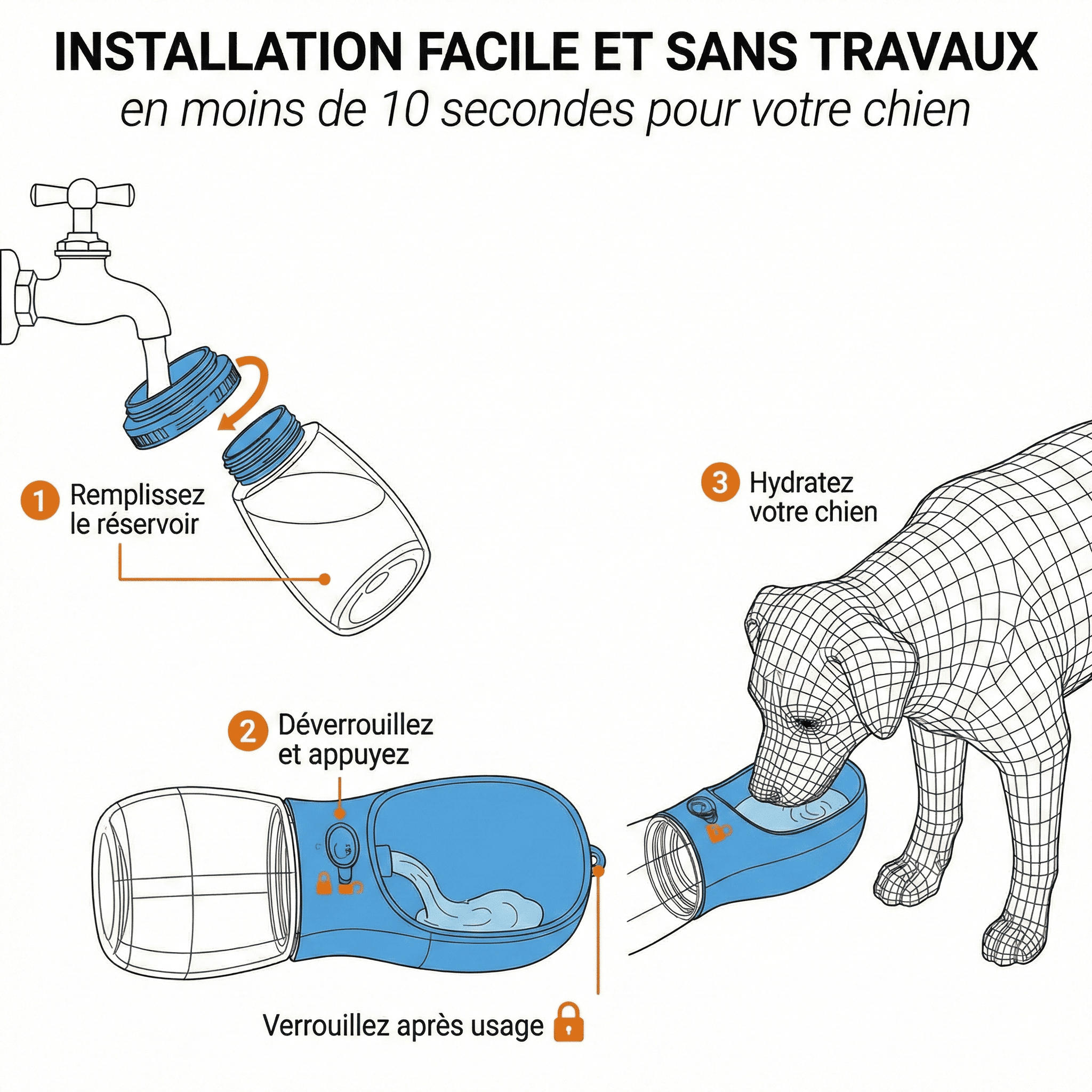 Gourde de Voyage Anti - Fuite pour Chien - PetouPet